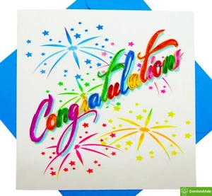 Congratulations! Quilling Greeting Card - Unique Dedicated Handmade Art - Picture 1 of 11