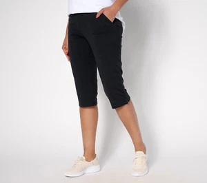Pantalones Skimmer Denim & Co. Duo Elastizados con Bolsillos - Para Mujer Pequeños - Negros - Imagen 1 de 4