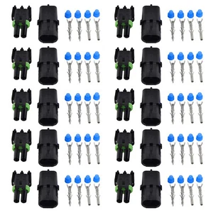 Weather Pack 2 Pin Sealed Connector Kit 10 Complete Kits - Picture 1 of 7