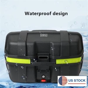 Balck Motorcycle Luggage Waterproof Tail Box Scooter Trunk Storage Top Case 52L - Picture 1 of 13