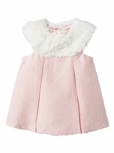 Infant Girls Pink & Gold Shimmer Holiday Party Dress With Faux Fur Top 0-3m - Picture 1 of 3