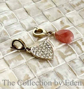 Lonna & Lilly Charms- Gold Crystal Heart & Coral Simulated Gemstone - Picture 1 of 2
