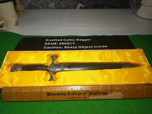 Dagger 15.5” Style Celtic Cross Black Medieval Knot Replica Display - Picture 1 of 5