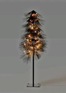 NWT 46" LED Black Faux Alpine Balsam Fir Halloween Tree with Golden Warm White - Picture 1 of 4