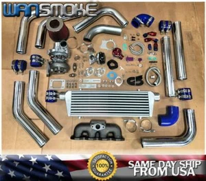 92-01 Honda Prelude H22A1 H22A4 H22A5 T3T4 .63 Turbo Kit Manifold Intercooler BL - Picture 1 of 8