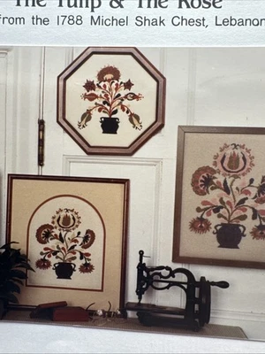 Ginger & Spice German Folk Art Tulip Rose Cross Stitch Chart - Image 1 of 2