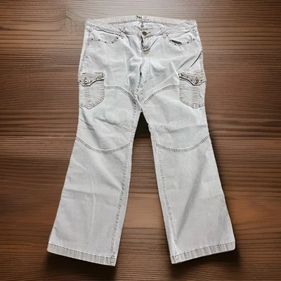 Pantalones LEI Vintage Marrón Acampanado tiro bajo Elásticos Estilo Y2K Carga Utilidad Talla 17 Foto 1 de 4