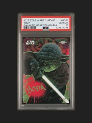2025 Topps Chrome Star Wars Yoda Galactic Graffiti Mini-Diamonds #/50 #GG-21 - Image 1 of 2
