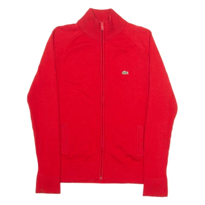 Jersey LACOSTE para mujer rojo cuello alto tejido apretado Reino Unido 10 Foto 1 de 4
