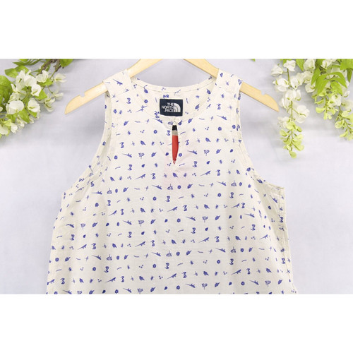 Top donna senza maniche The North Face Bayward stampato animalier beige/blu taglia M