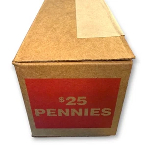 Sealed $25 Bank Box of 2,500 Pennies – Unsearched! Find Wheats, Errors, Copper - Picture 1 of 7