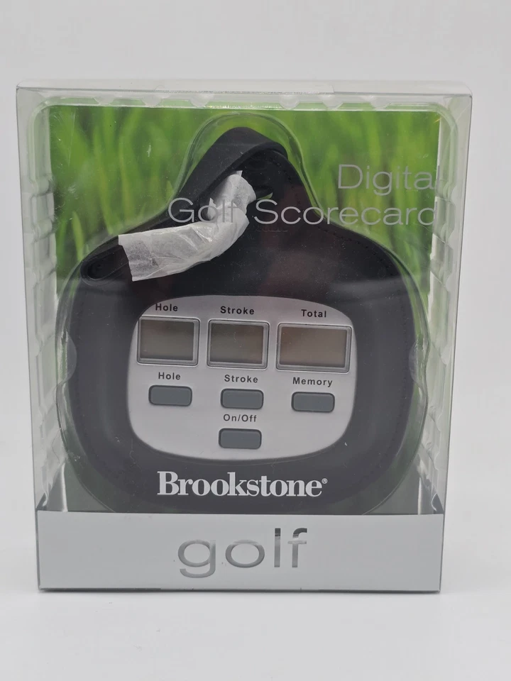 Cartão de pontuação de golfe digital Brookstone com estojo de couro NOVO EM FOLHA - Imagem 1 de 3