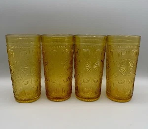 "Juego de 4 vasos Tiara Brockway Concord Daisy Sandwich ámbar Indiana vidrio 5,5""" - Imagen 1 de 5