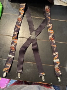 Vintage Harley Davidson Suspenders Black Script Logo Cross Back - Picture 1 of 6