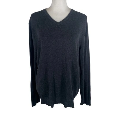 Suéter Alfani Mujer Gris Medio Acanalado Dobladillo y Puño Ajuste Regular Cuello en V Pullover Foto 1 de 4