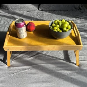 Bamboo Bed Tray | With Handles and Folding Legs | Breakfast or Laptop Holder - Picture 1 of 3
