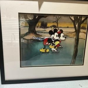 Disney "On Ice" Serigraph Minnie & Mickey " The Skating Lesson " FRAMED FREE SH - Picture 1 of 5