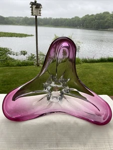 JI Co Hand Made Venetian Blown Art Glass 3 point Bowl PURPLE Console Bowl @15 - Picture 1 of 12