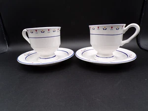 2 Sango Country Borders Footed Cup & Saucer Sets #3125 Folk Art Floral K24 - Picture 1 of 11