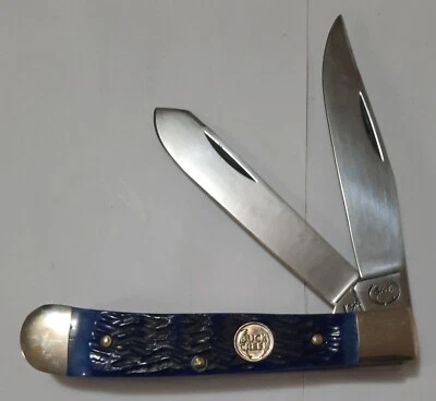 Navaja de Bolsillo Buck Creek Trapper BC-254BLPB Azul Pick Hueso Mango 2 Hojas Alemania Foto 1 de 4