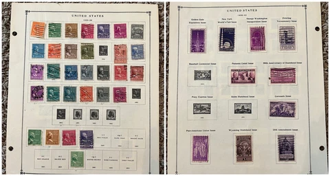 1938-1940 US STAMPS LOT ON ALBUM PAGE PRESIDENTS GOLDEN GATE CORONADO WORLD FAIR Cover