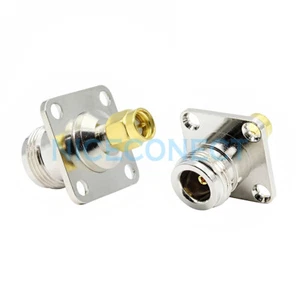 10x N-Type Female Jack to SMA Male Plug Flange Panel Mount RF Adapter Connector - Bild 1 von 6