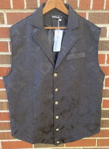 NWT VATPAVE MEN'S BLACK VEST WAISTCOAT VICTORIAN GOTHIC STEAMPUNK XXL - Picture 1 of 7