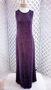 Maxi Vestido De Colección Años 90 Byer Studio Berenjena/Slv Brillante Lurex Vestido Sin Mangas 8 - Imagen 1 de 8