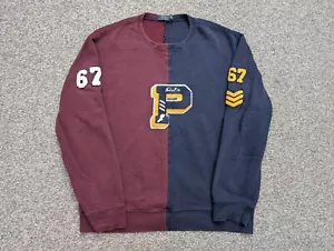 Polo Ralph Lauren Jumper Mens Large Blue Red Varsity P 67 Sweater Sweatshirt - Picture 1 of 15
