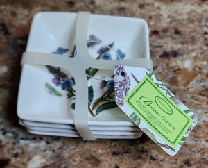 Portmeirion Giardino Botanico Motivi Quadrati 4 Mini Piatti da Immersione 3" 4 Disegni NUOVO - Foto 1 di 9