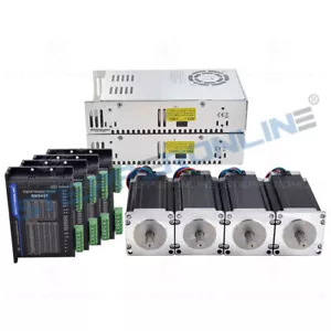 STEPPERONLINE Nema 23 Stepper Motor 425oz.in 113mm 4.2A Driver DM542T CNC Kit - Picture 1 of 4