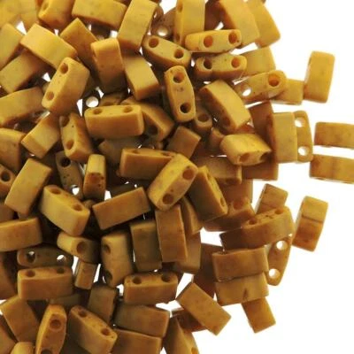 Miyuki Half Tila Beads 2-Hole Rectangle  2.3 x 5mm 7.8GM Opq Mustard MBHT-2312 - Image 1 of 3