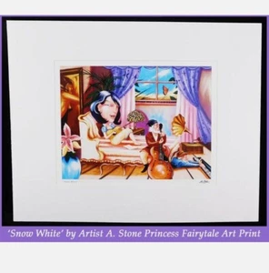 'Snow White' by Artist A. Stone Princess Fairytale Matted Unframed Art Print  - Picture 1 of 4