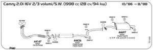 MARMITTA CENTRALE PER TOYOTA Camry 2,0i 16V 2/3 volumi/S.W. 1998 cc 128 cv/94 Kw - Imagen 1 de 1
