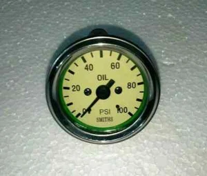 Smiths Replica 52 mm 100 psi Oil Pressure Gauge Cream Face - Picture 1 of 3