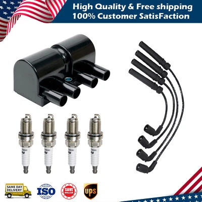 Ignition Coil+spark Plug+Wires Set For Pontiac Suzuki Chevy Daewoo 1.6L 2L UF503 - Image 1 of 4