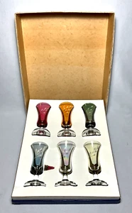 J E T ~ Vintage Set (6) Harlequin FOOTED CORDIAL/SHOT GLASSES (1 Oz) ~ Canada - Picture 1 of 6