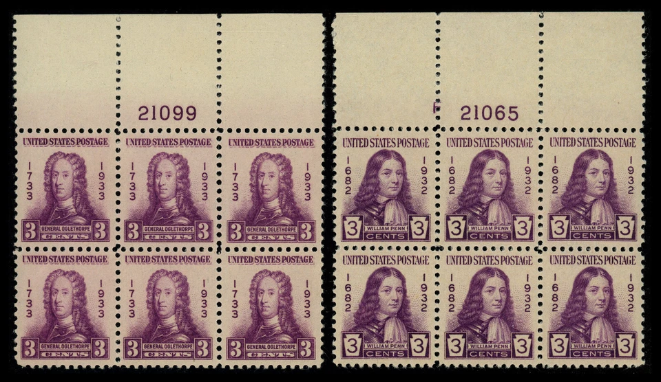 USA Scott# 724 & 726, XF Plate Blocks of 6, Mint NH SCV $32.50 (56625) - Image 1 of 1