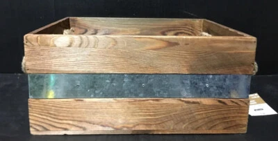 Ashland Rustic Farm Wooden Basket With Rope Handles 13.5” X 6.5” X 9.5” New - Image 1 of 4