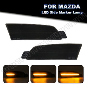 For 2009-2013 Mazda 6 LED Sequential Side Marker Turn Signal Lights Lamps Smoked