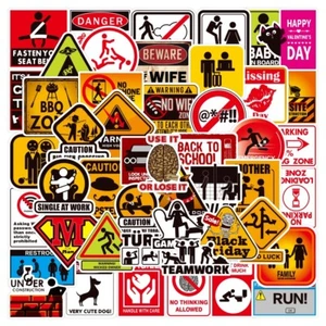 20 Random Funny Warning Sign Stickers Comic Decals Laptop Hydro Free Shipping! - Picture 1 of 7