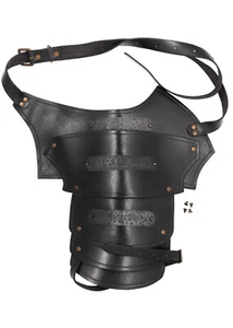 Protector de hombro de cuero Battle-Merchant Balor con detalles metálicos, negro - Imagen 1 de 10