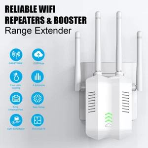 WiFi Signal Extender Internet Booster Range Repeater 1200Mbps With Ethernet Port - Picture 1 of 14