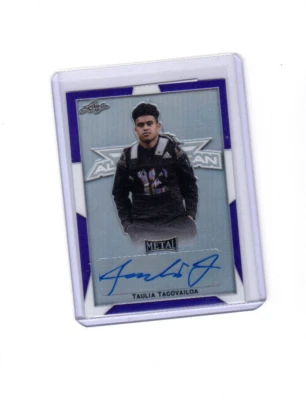 2019 Leaf Army All American Bowl Metal Purple Proof Taulia Tagovailoa Auto 1/1 - Image 1 of 2
