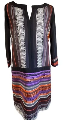 Vestido túnica a rayas colorido Hale Bob para mujer S negro manga larga múltiple Foto 1 de 4