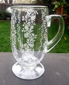 Clear Fostoria Rambler 48 oz. Pitcher 8 1/8" Etch 323 - Picture 1 of 6