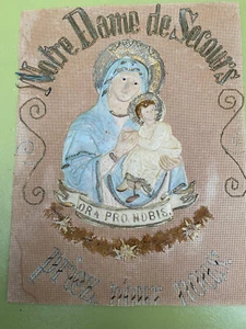 OBJET RELIGIEUX VIERGE DE TENDRESSE GLAÇOÏD SUR CANEVAS NOTRE DAME DE SECOURS - Picture 1 of 9
