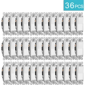 15Amp 120/277 Volt Decora Rocker Single-Pole Light Switch Wall White UL 36 Packs - Picture 1 of 12
