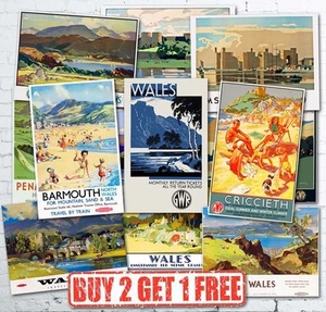 Vintage Popular Welsh Wales British Travel Railway GWR LMS Posters A5/A4/A3/A2 - Picture 1 of 28