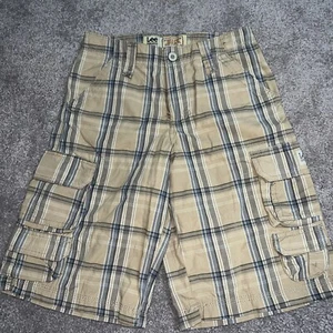 Lee Dungarees Boys Plaid Loose Cargo Shorts With Adjustable Waist Size 10 Reg - Picture 1 of 4